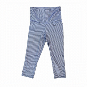 Nike Blue Striped High-Waist Capri Leggings